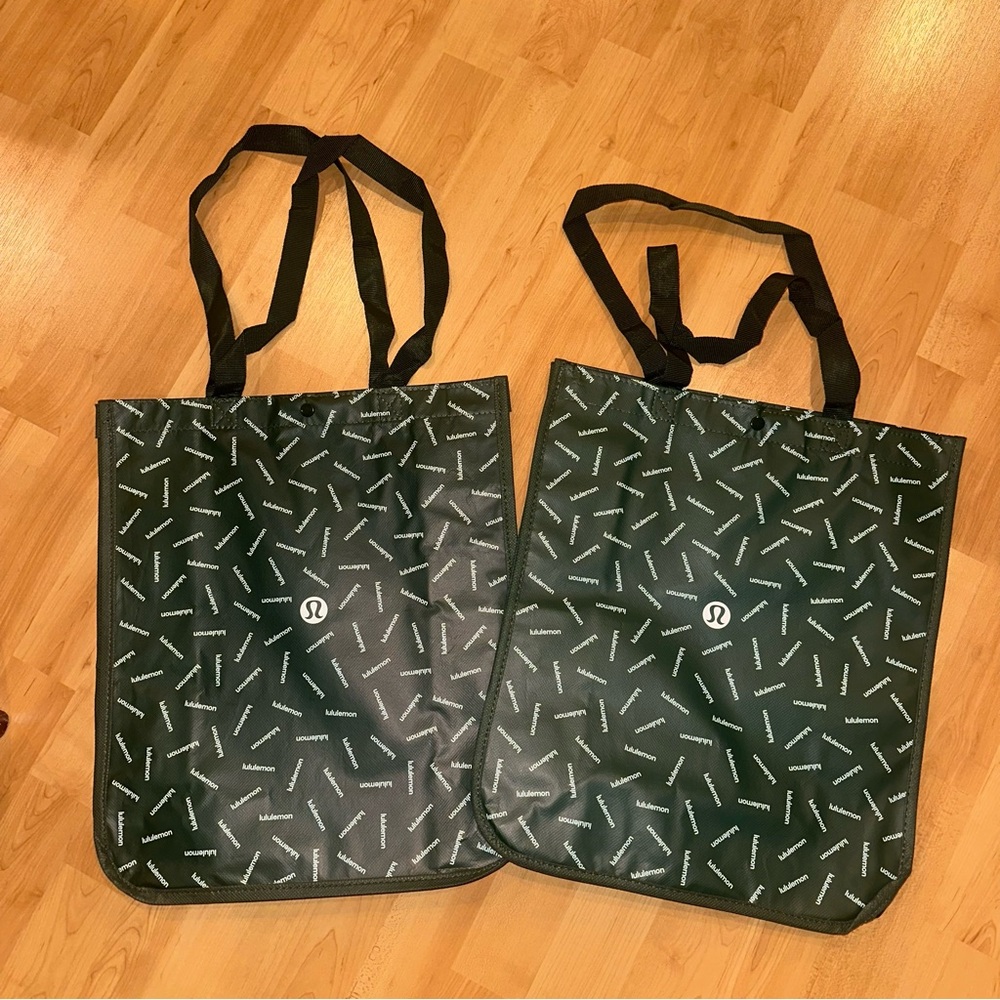 NEW 2 Lululemon Large Holiday Reusable Shopping Gift Bag Tote - Green/ Teal
